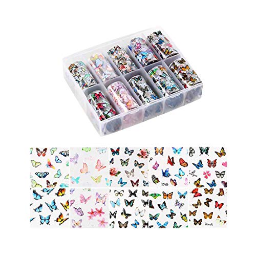 DANNIY Couleur Multiple Autocollant De Transfert D\'ongle Manucure Bricolage Romantique Fleurs Holographiques Les Autocollants d\'art D\'ongle Boutonne L\'acrylique (1#Multicolore)