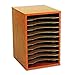 Safco Vertical Desktop Sorter, Wooden Paper Organizer for Home Office and Classroom, 11 Adjustable, Letter-Size Compartments, Medium Oak