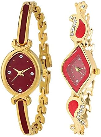 White & Black Color Dial Stylish Watches for Women & Girls (Pack of 2 God-BR-49)