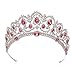 SWEETV Vintage Crystal Wedding Crown for Women Rhinestone Queen Tiara Bridal Hair Accessories, Pink