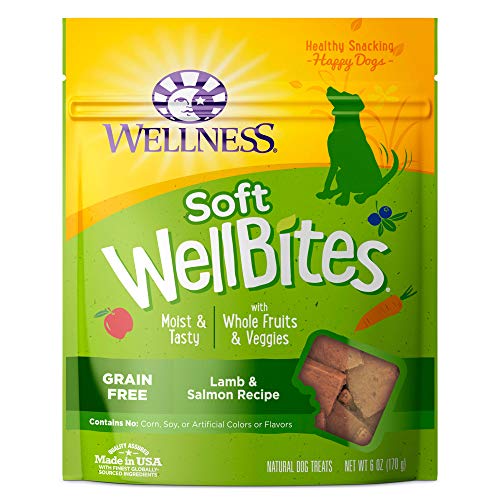 Wellness Natural Pet Food 89161 Soft Wellbites Natural Grain Free Dog Treats, Lamb & Salmon, 6-Ounce Bag