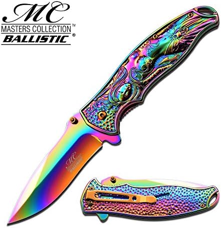 Master Collection Spring Assisted Titainium Coated Raibow Knife