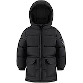 HILEELANG Kids Boy Girl Puffer Jacket Coat Hood Mid Length Light Weight Warm Insulated Padded Winter Outwear