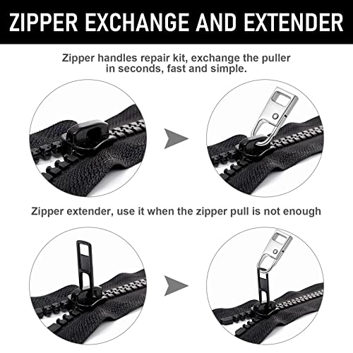 Zipper Pull Replacement Repair Kit,Detachable Universal Metal Zipper