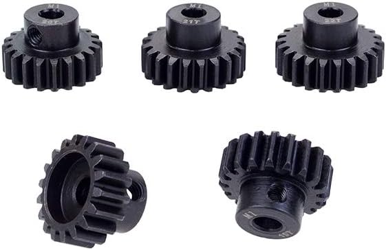 DollaTek 5PCS M1 5mm 18T 19T 20T 21T 22T steel metal Pinion Engine Gear for Rc Car 1/8 Brushed Brushless Motor