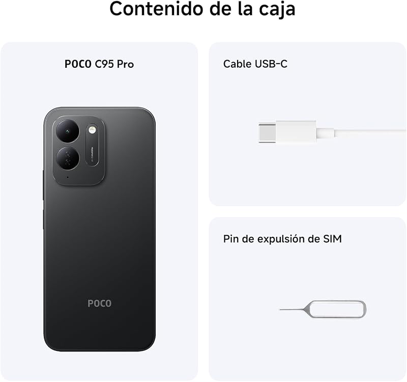POCO C95 Pro, smartphone de 8+256 GB, preto, 7500 mAh e carregamento de 45 W