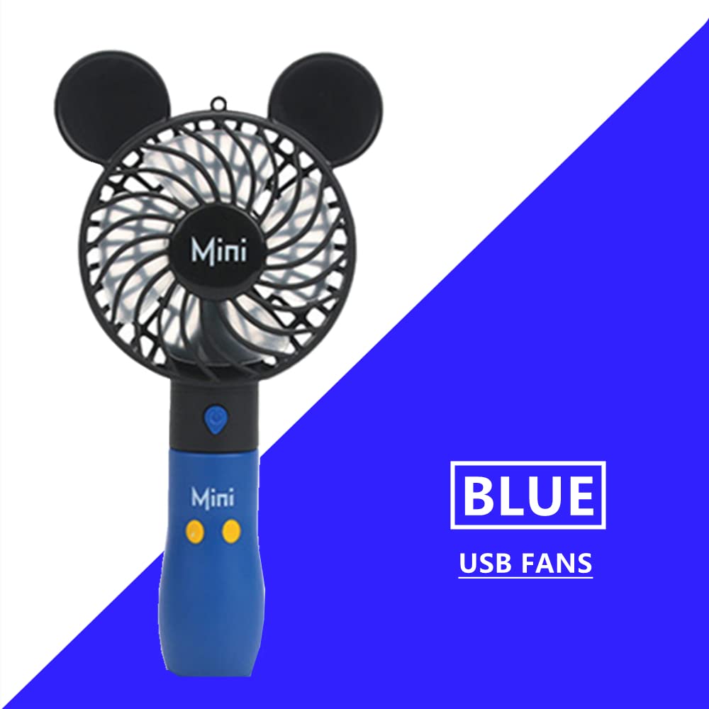 Kbinter Cute Personal Mini Fan, Handheld & Portable USB Rechargeable 1 Speed USB Fans with Colorful LED Light Adjustable, for Indoor Or Outdoor Activities, Cute Mouse