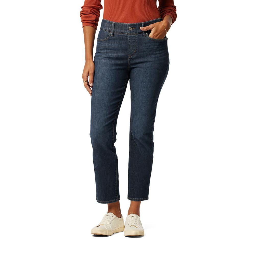 Photo 1 of Levi Strauss Signature Women's Totally Shaping Ultimate Pull-on Ankle Straight Jeans Mid-Rise Stretch Denim (Also Available, Blue Rhythm, 20 Plus
