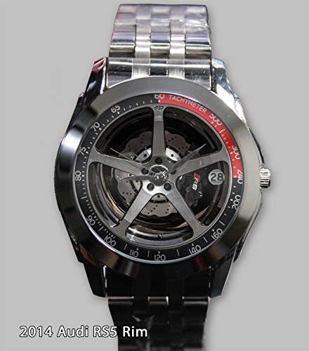 Custom Personality 2014 Audi RS5 Rim Wheels Wristwatch Silver Alloy Band