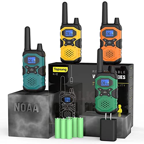4 Pack Walkie Talkies Long Range Rechargeable