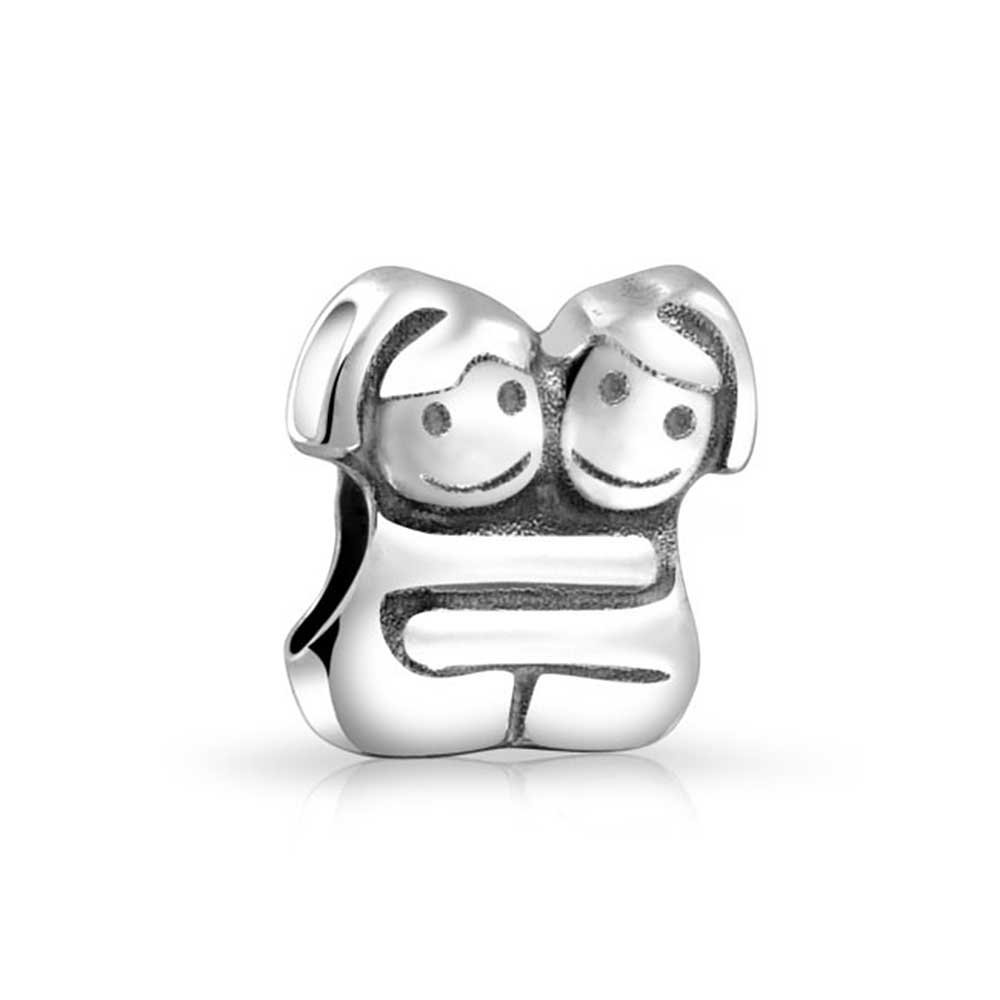 BFF Best Hugging Friends Forever Friendship Bead Charm For Women Teen .925 Sterling Silver For European Bracelet