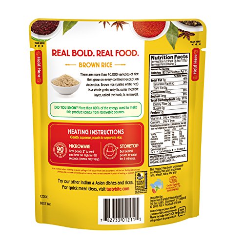 Tasty Bite Organic Brown Rice 8.8 Ounce (Pack of 6), Organic Whole Grain Brown Rice, Fully Cooked, R - //coolthings.us