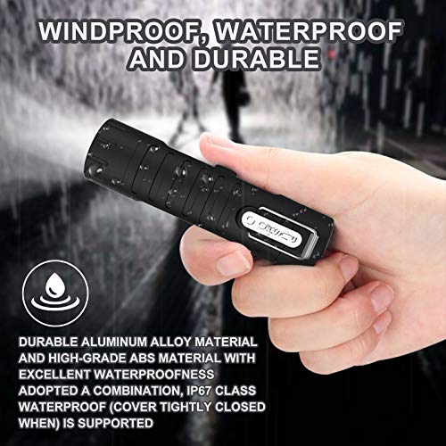 Waterproof Lighter, USB Plasma Lighter Rechargeable Electric Lighter Waterproof with Flashlight Portable Lighter Windproof Arc Lighter for Outdoor Camping Hiking (Black)