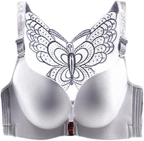 feilongzaitianba Front Buckle Large Sexy Lingeries Women Bras Big Size Plus Size 120De 52De Women's Underwear Silver 75C