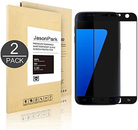 [2-Pack] Galaxy S7 Tempered Glass Screen Protector,JasonPark Full Curved Edge to Edge for Samsung Galaxy S7 Lifetime Replacement Warranty (Black)