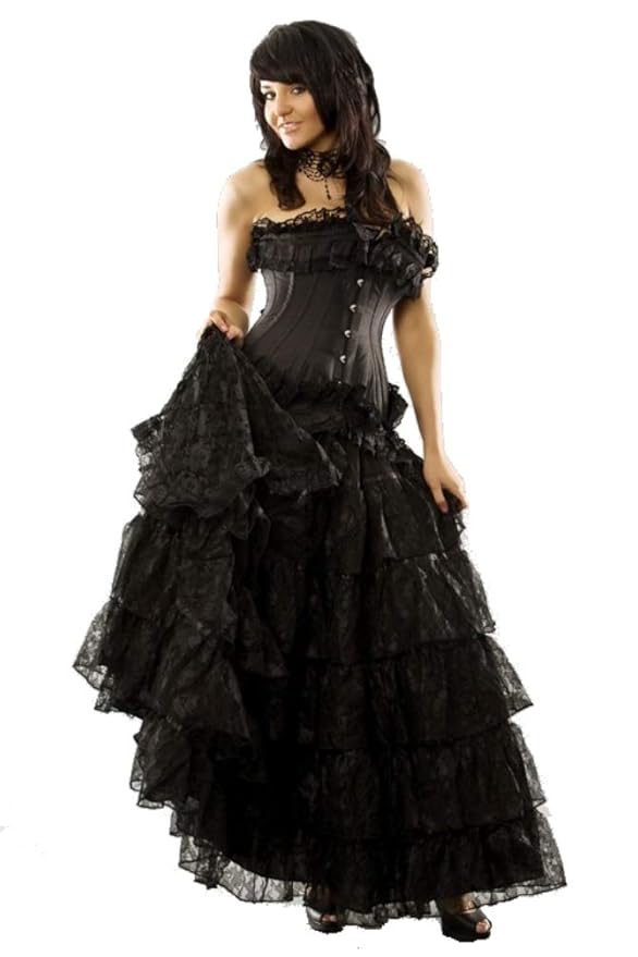 Steampunk Costumes, Outfits for Women Burleska Plus Size Victorian Black Lace Gothic Long Renaissance Skirt 1X-4X $125.99 AT vintagedancer.com