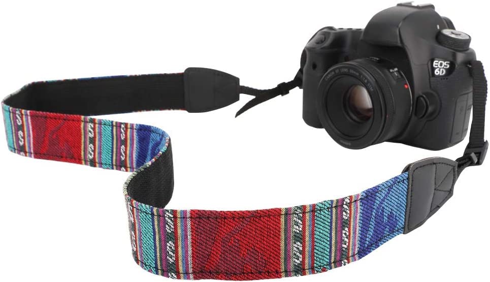 MoKo Camera Shoulder Neck Strap,Vintage Cotton Canvas Braided Adjustable Universal Sling Shoulder Neck Belt for All DSLR Digital Camera Canon, Fuji, Nikon, Olympus, Panasonic, Pentax,Sony,Bohemia Blue