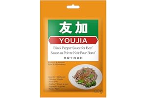Youjia Black Pepper Sauce for Beef 100g x 1 Pack, Bold Stir-Fry Sauce for Beef & Vegetables – Serves 4-6, Restaurant-Style Fl