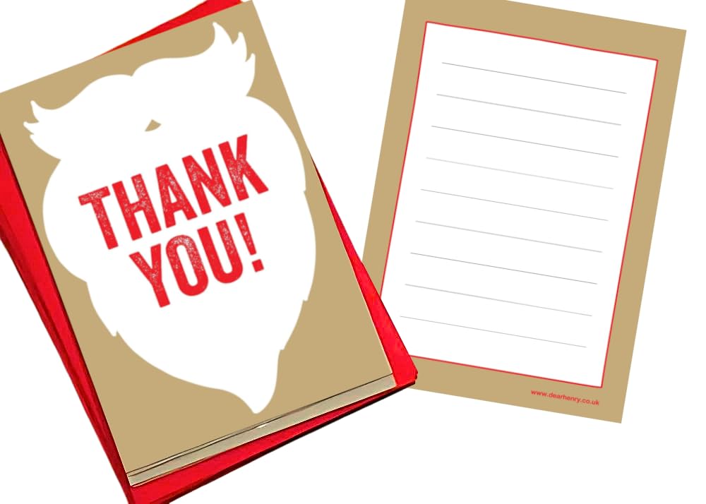 WRAPT Christmas Kids Thank You Notes Pack of 10 Postcards - Santa Themed Thank You Cards for Children. Quality Christmas Card Thank You Notes Including Co-ordinating Colour Envelopes