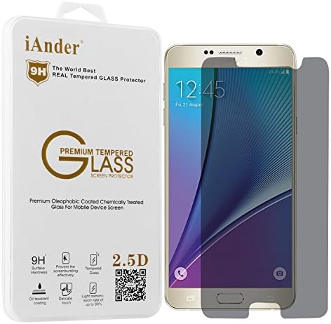 Galaxy Note 5 Screen Protector, iAnder Samsung Galaxy Note 5 Privacy Premium Tempered Glass Screen Protector [0.3mm Ultra Clear Scratch Proof High Definition]