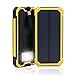QueenAcc 15000mAh Solar Charger, Solar Power Bank with LED Flashlight Portable Charger, Backup Solar Power Pack, Dual USB Port Solar Battery Charger for Smart phones and Other USB Devices(yellow)