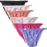 Farlenoyar Women Sexy Summer 100% Silk Soft Smooth String Bikini Briefs Beach Underwear