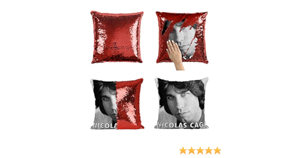 nicolas cage sequin pillow amazon
