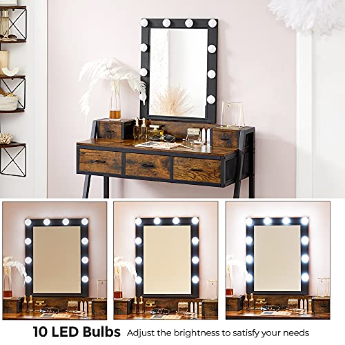 VASAGLE Vanity Set, Makeup Vanity with Dressing Table, Dimmable LED