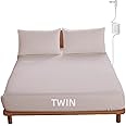OKOHEY Grounding Fitted Sheets with 15ft Earthing Cord, Twin Size, 90% Organic Cotton + 10% Silver Fiber, Soft & Breathable Grounded Sheet for Better Sleep and Enhanced Wellness, Off White