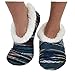 Snoozies Womens Artisan Yarn Sherpa Slipper Socks - Blue, Large