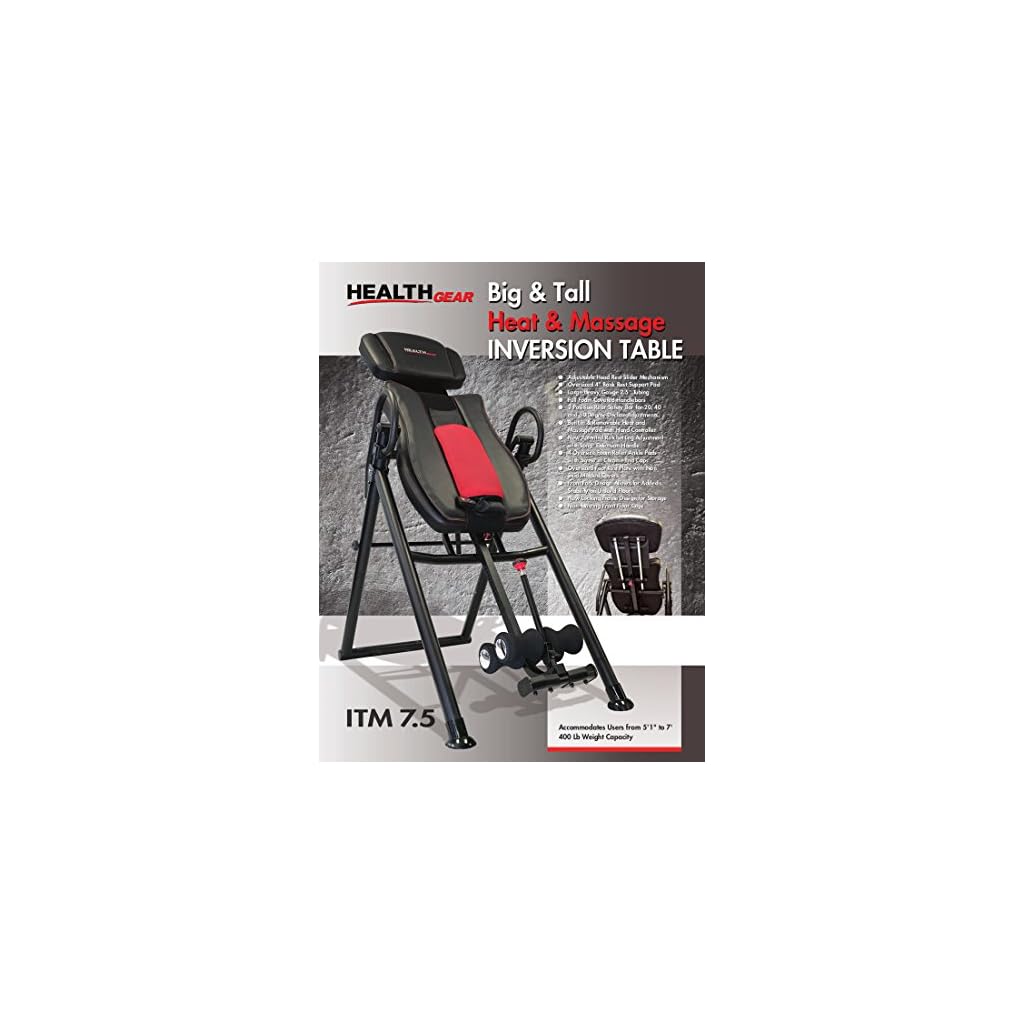 Health Gear ITM7.5 Big & Tall Inversion Table - 400 lbs, 5'1