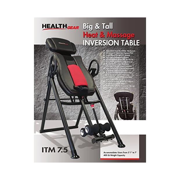 Health Gear ITM7.5 Big & Tall Inversion Table - 400 lbs, 5'1