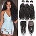 Flady Brazilian Curly Hair with Closure 10a Unprocessed Brazilian Virgin Hair 3 Bundles with Free Part Closure Natural Black Human Hair Bundles With Closure (20 22 24+18inch)