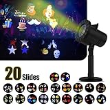 Outdoor Christmas Decorations LED Projector Light 20 Switchable Slides/Patterns Decorative Light for Party Halloween Holiday,Snowflake Projection Waterproof Lights