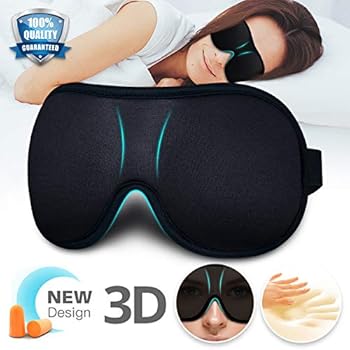 Sleep Mask for Women Men, Ultrathin Light Blocking Sleeping Mask, No Pressure On Eyes 3D Contoured Blindfold, Soft Comfort Eye Shade Cover for Travel/Sleeping/Yoga/Shift Work,（Black）