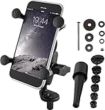 RAM MOUNTS RAM-B-176-A-UN7 Fork Stem Mount with Short Double Socket Arm and Universal X-Grip Cell/iPhone Holder