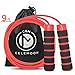 CELEMOON Ultra-Safe Lightweight Jump Rope for Kids, 9 ft Adjustable Cable, Anti-Slip Foam Grip Handles, BONUS Portable Carry/Storage Bag, Red & Black
