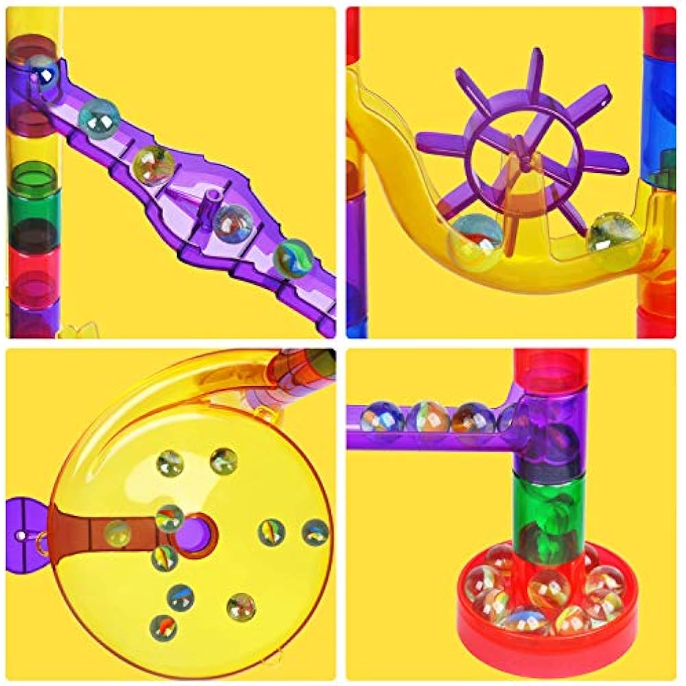Marble Run 122Pcs Maze Game Building Toy For Kid, Track Race Set&STEM