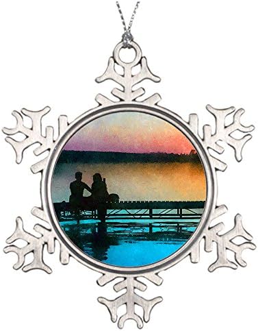 XASAN Decorative Hanging Our First Christmas as Mr &amp; Mrs Custom Picture Pewter Snowflake Christmas Ornament,3 Inches