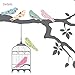 DECOWALL DW-1510 Birds on Tree Branch with Bird Cages Kids Wall Stickers Wall Decals Peel and Stick Removable Wall Stickers for Kids Nursery Bedroom Living Room (Grey) d?cor