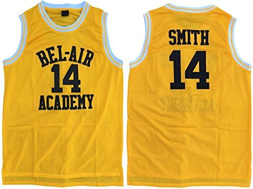Smith #14 Bel Air Academy Throwback Basketball Jersey Embroidery Yellow S-XXL