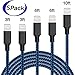 iPhone Charger, MFi Certified Lightning Cable 5 Pack [3/3/6/6/10FT] Extra Long Nylon Braided USB Charging&Syncing Cord Compatible with iPhone 8/8Plus/7/7Plus/X/XS Max/XS/XR/6S/6S Plus/SE (Black&Blue)