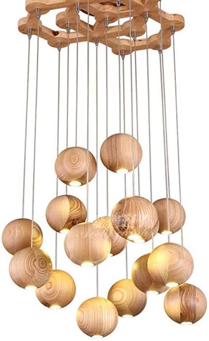 Erwa Lustres Boule Ronde Globe Oark Bois Perle Lustre Luminaire Moderne Nordique Scandinave Japonais Suspension Lampe Lustre Salle A Manger Amazon Fr Cuisine Maison