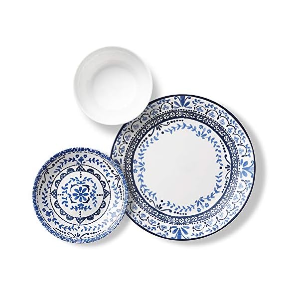 Corelle Vitrelle 18Piece Service for 6 Dinnerware Set, Triple Layer Glass and Chip Resistant