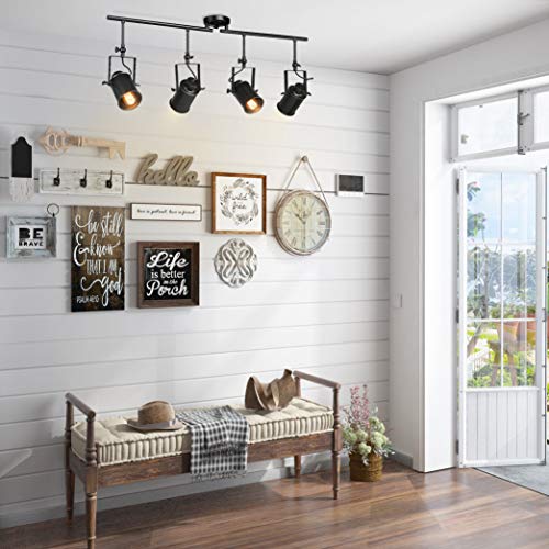 LALUZ 4-Light Adjustable Track Lighting Kit Semi Flush Mount Close to Ceiling Light