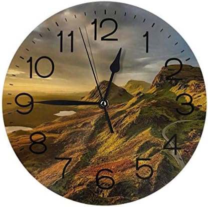 インテリア 掛け時計 風景 壁掛け時計 丸い 飾る時計 連続秒針 サイレント ウォールクロック デジタル コンパクト ウォール