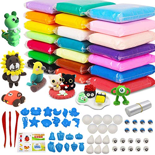 Air Dry Clay, 24 Colors Ultra Light Modeling Clay Magic Clay Safety Plasticine DIY Creative Modeling Dough with Modeling Clay Tools for Kids Present(0.7ounce Per Color)