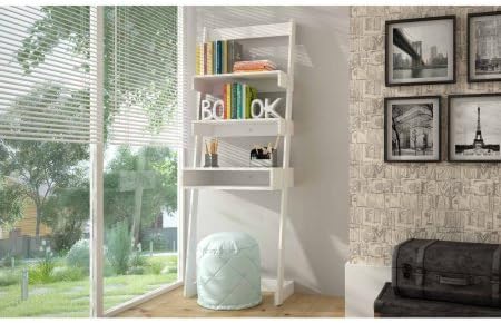 Mendocino Filbert Urbane Ladder Desk with 1 Tabletop and Cubby - White