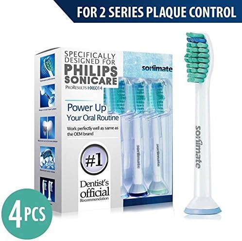 2 Series Plaque Control Brush Head - Generic Philips Sonicare Replacement Tootbrush Heads for 2 Series Plaque Control Brush Head - 4 Pack ( Fit: HX6211 HX6218 )