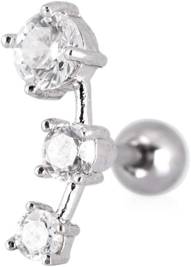 Fashion Women's Earring & 1Pc Women Cubic Zirconia Barbell Ear Cartilage Helix Piercing Stud Earrings